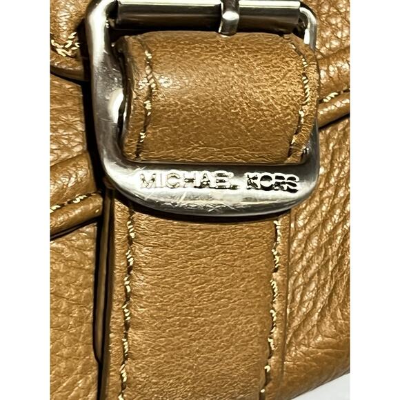 Michael Kors Leather Double Buckle Hobo Saddle Bag Brown Slouchy Satchel Handbag - Picture 6 of 13